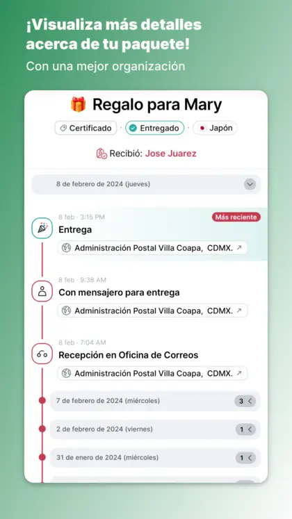 Detalle de paquete y eventos