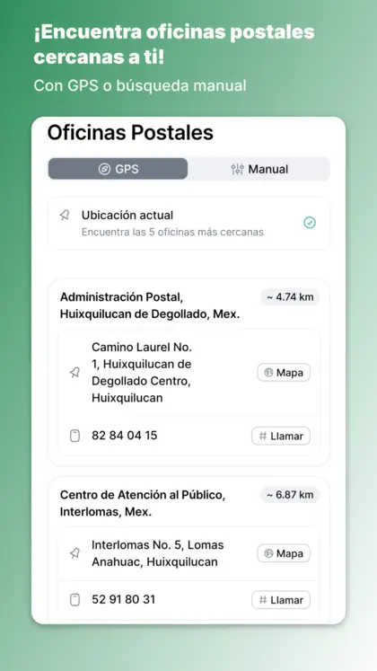 Búsqueda de oficinas postales cercanas
